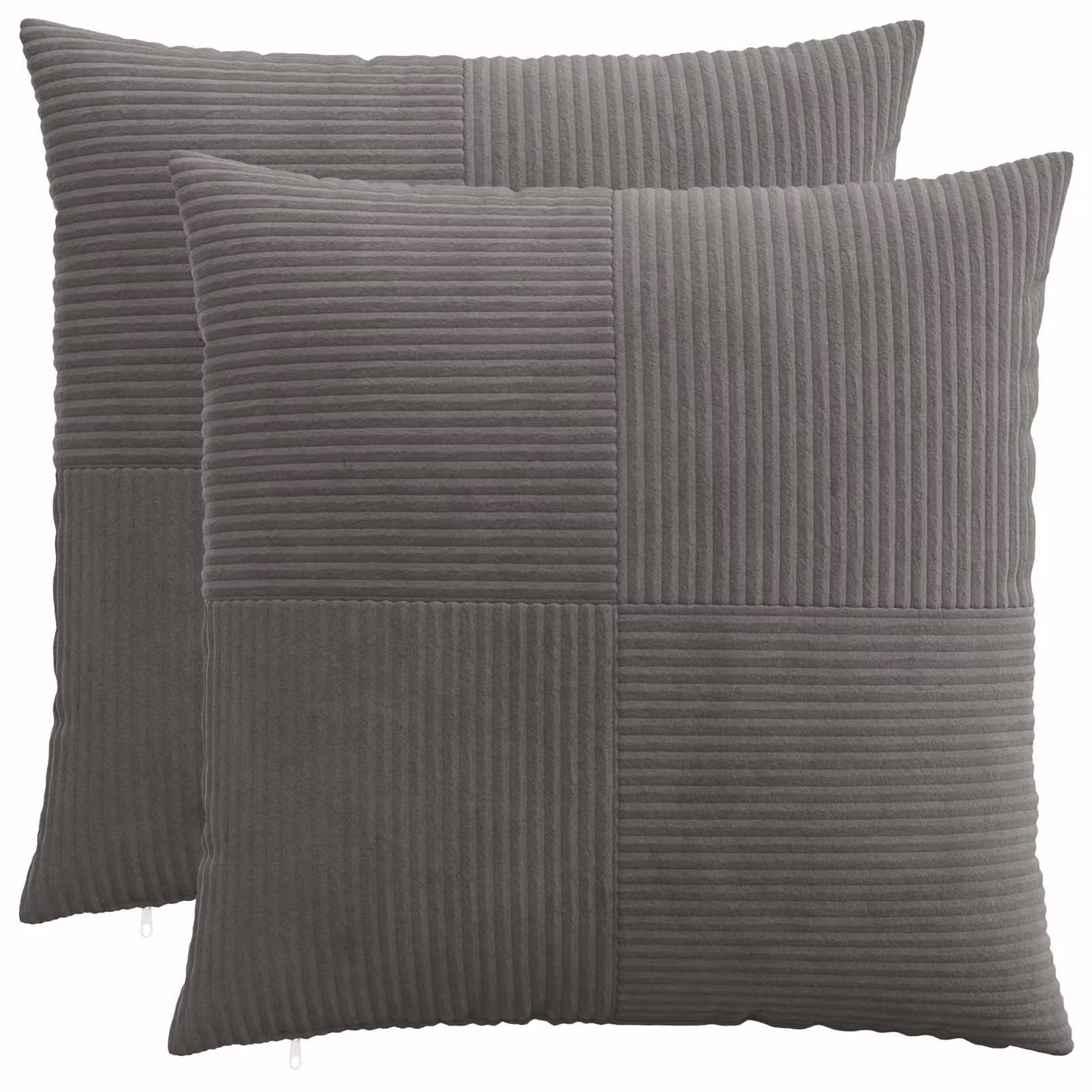 Set di 2 federe vidaXL ALMELO in velluto a coste grigio scuro, L 55 cm x P 55 cm