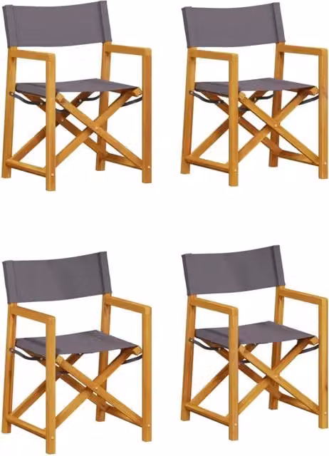 Sedie da Giardino Pieghevoli 4 pz | Sedie da Esterno Grigio Scuro in Tessuto