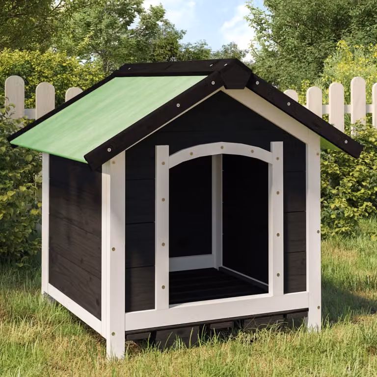 Cuccia per cani vidaXL in legno di pino massello grigia L: 65 cm, P: 65 cm, H: 61,5 cm