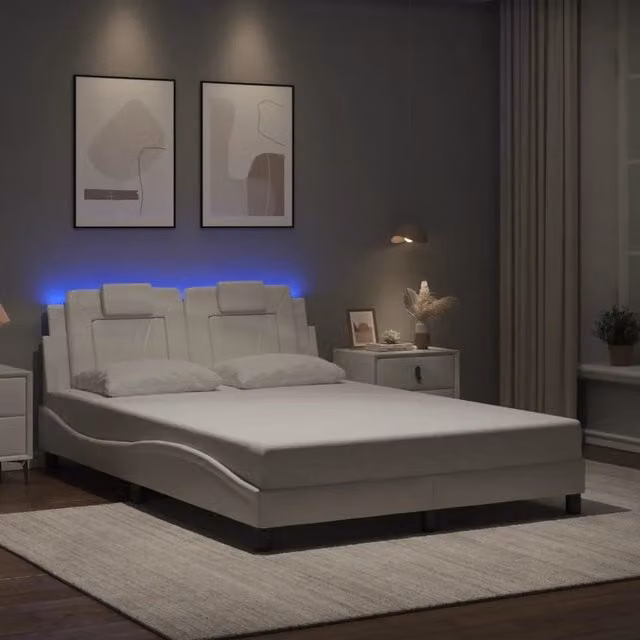 Giroletto Viana con LED senza Materasso-Struttura Letto Bianco 140x200 cm