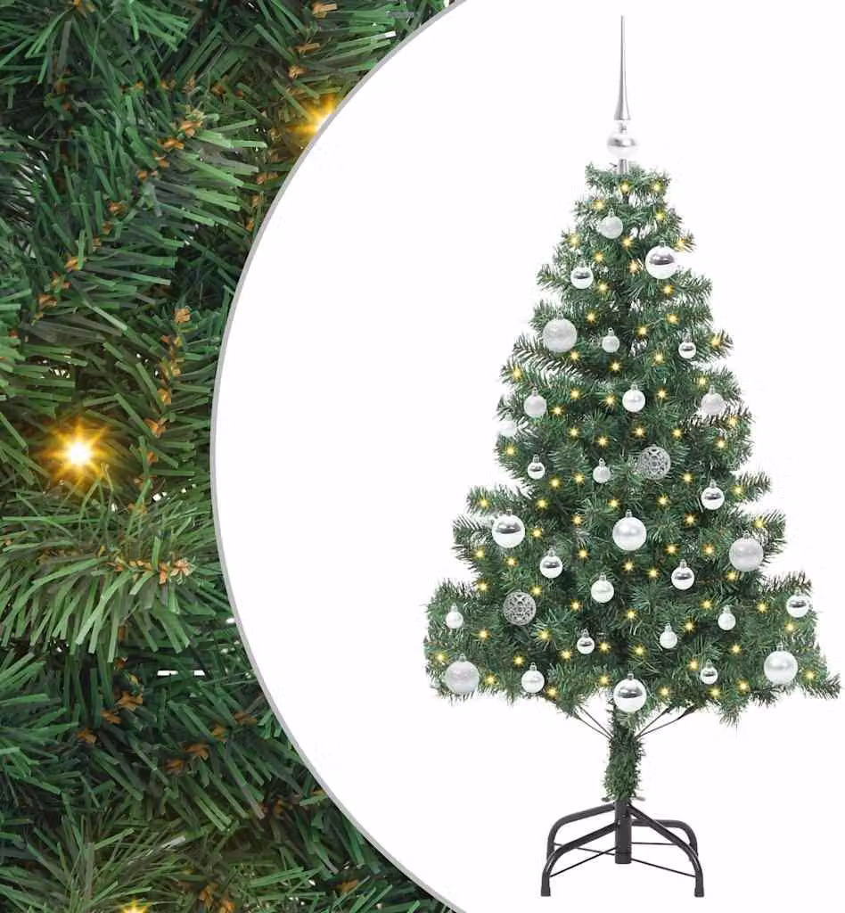 Albero di Natale con 150 LED con supporto Verde 150 cm PVC