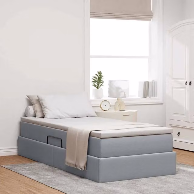 Letto con contenitore e materasso Grigio chiaro 90 x 190 cm 3370194