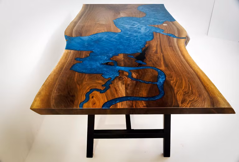 Wasserfall tisch epoxid harz esstisch echtes holz massive möbel epoxy tisch