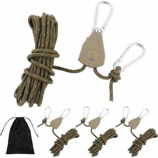 Corde riflettenti da 4 m verde oliva con tenditore