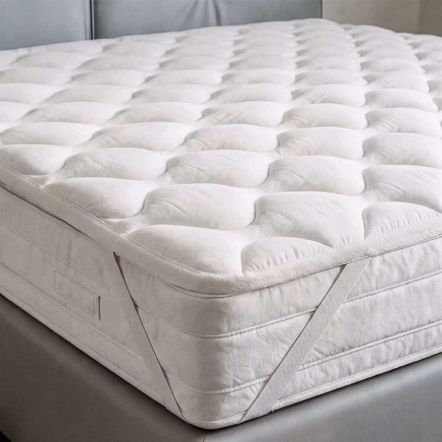 Coprimaterasso trapuntato con elastici laterali - Bianco, 80x195 cm