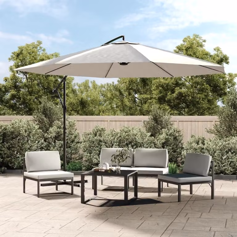 The Living Store Ombrellone a braccio libero 3,5 m Bianco sabbia