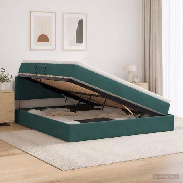 Letto con Contenitore Verde Scuro 140 x 200 cm Velluto 3458874