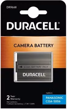 Duracell Li-Ion batt. 750 mah per Panasonic CGA-S006