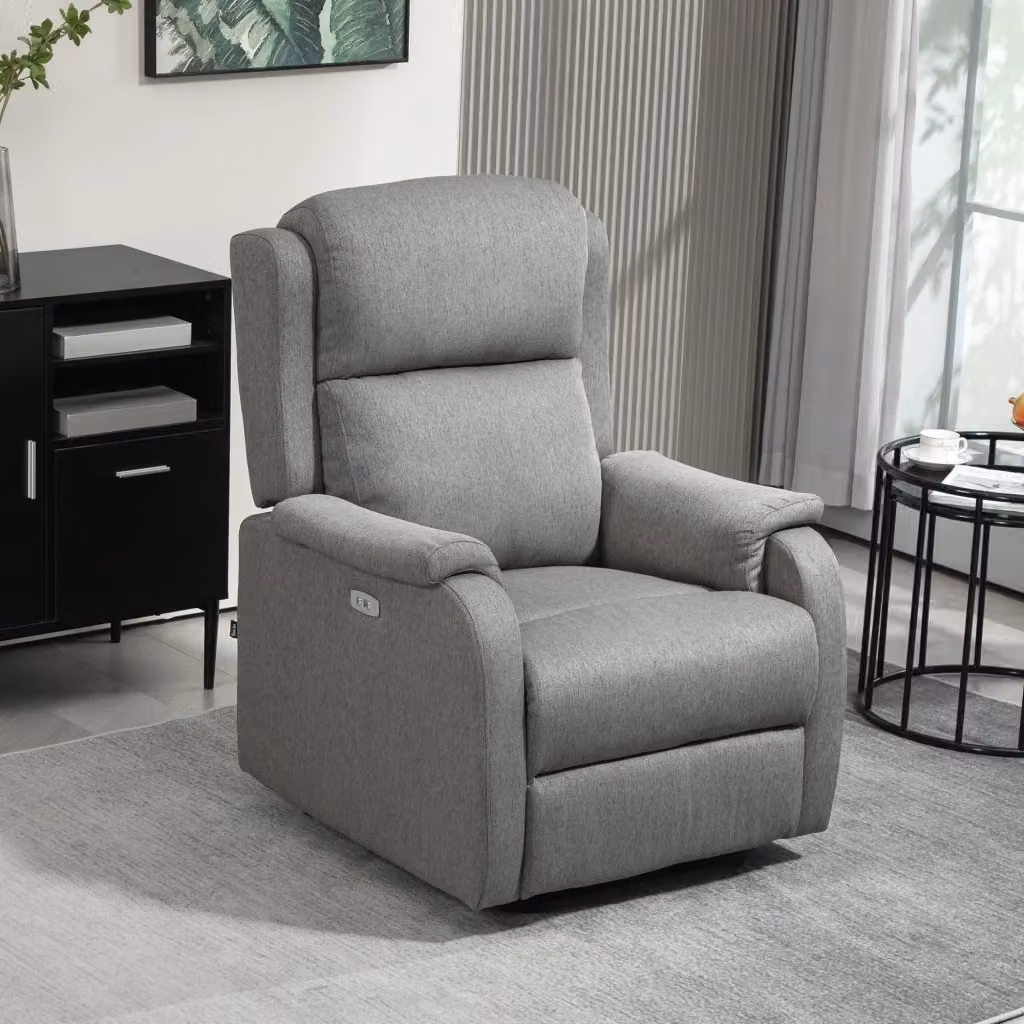 Poltrona Relax Reclinabile Giordanoshop con Poggiapiedi Integrato in Tessuto Grigio L/P/H: 77 x 91 x 106 cm – 2