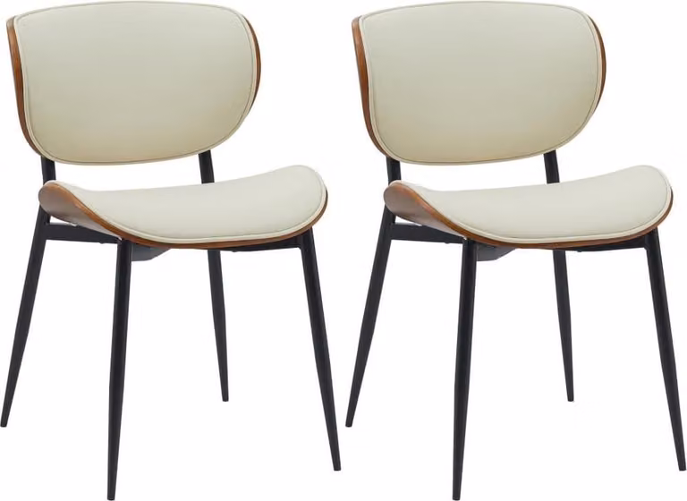 set di 2 sedie per visitatori - Sedie da salotto - Ecopelle di facile manutenzione | Colore: noce/crema | Materiale: ecopelle