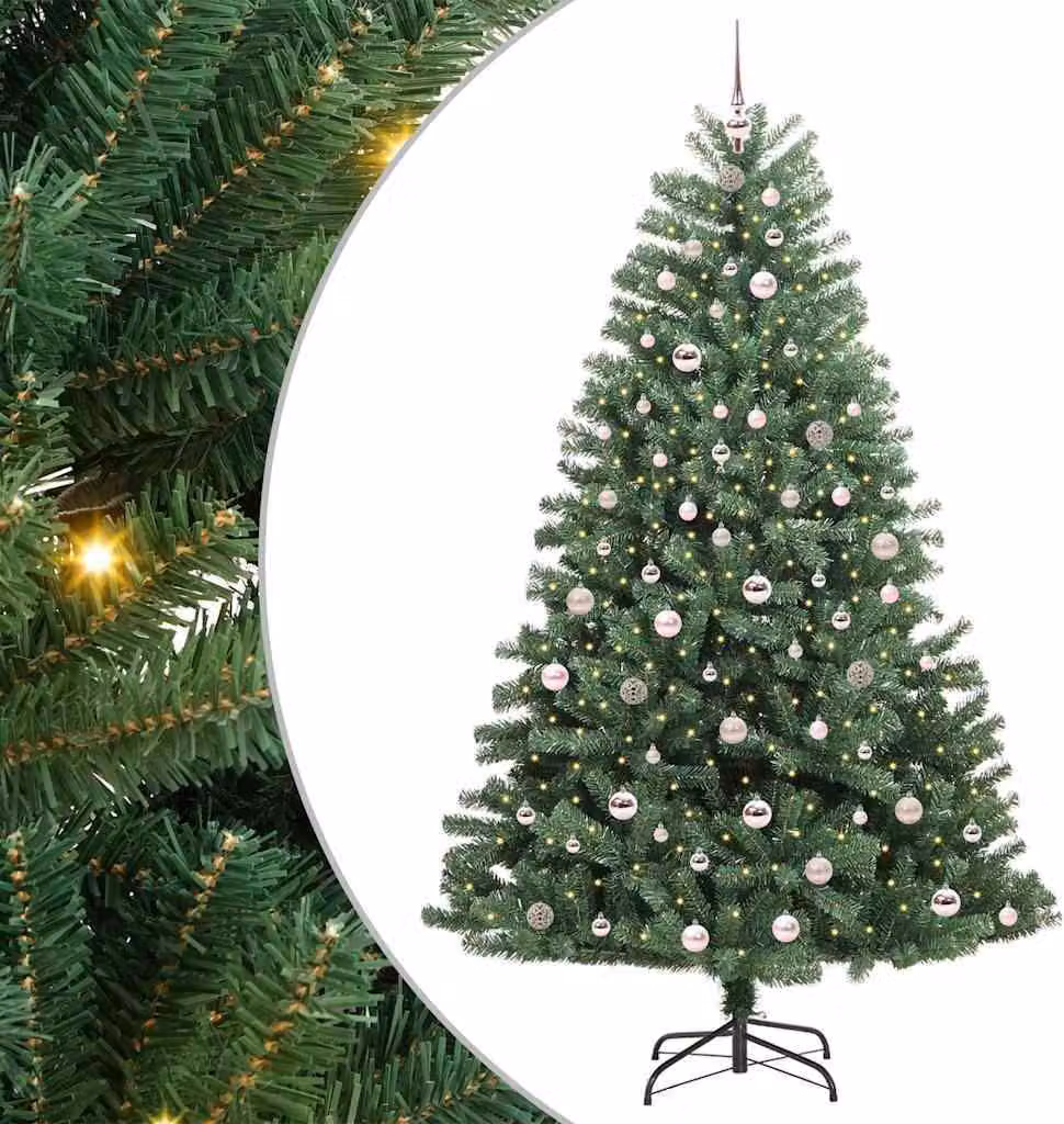 Albero di Natale Artificiale con Rami Pieghevoli Verde 210 cm