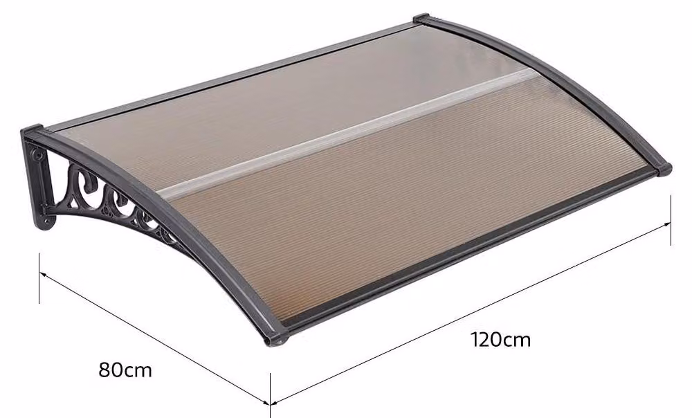 Tettoia per ingresso - Tettoia per porta d'ingresso in policarbonato - Larghezza 80–120 cm - Trasparente - Resistente alle intemperie - Resistente ai raggi UV
