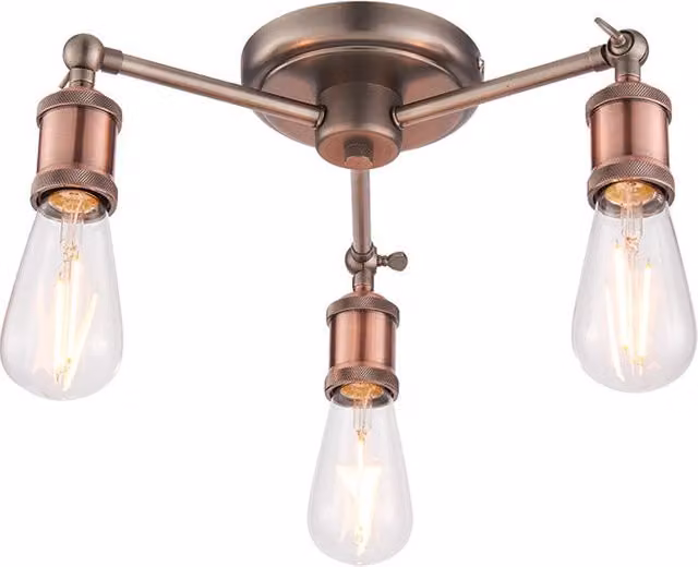 Plafoniera industriale rame anticato 3 luci E27 Endon