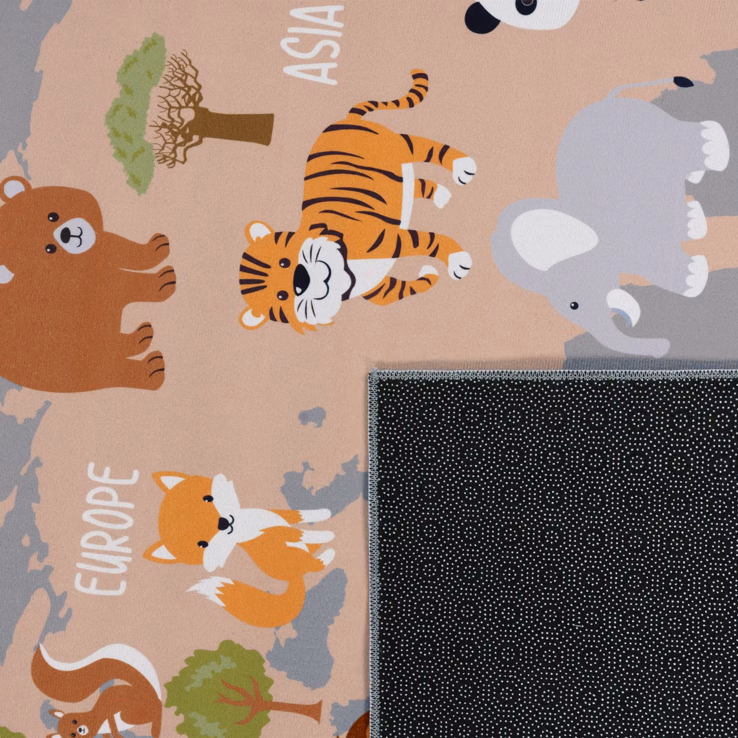 Tappeto per bambini Bini grigio con motivo animalier, L: 200 cm, P: 290 cm – 2