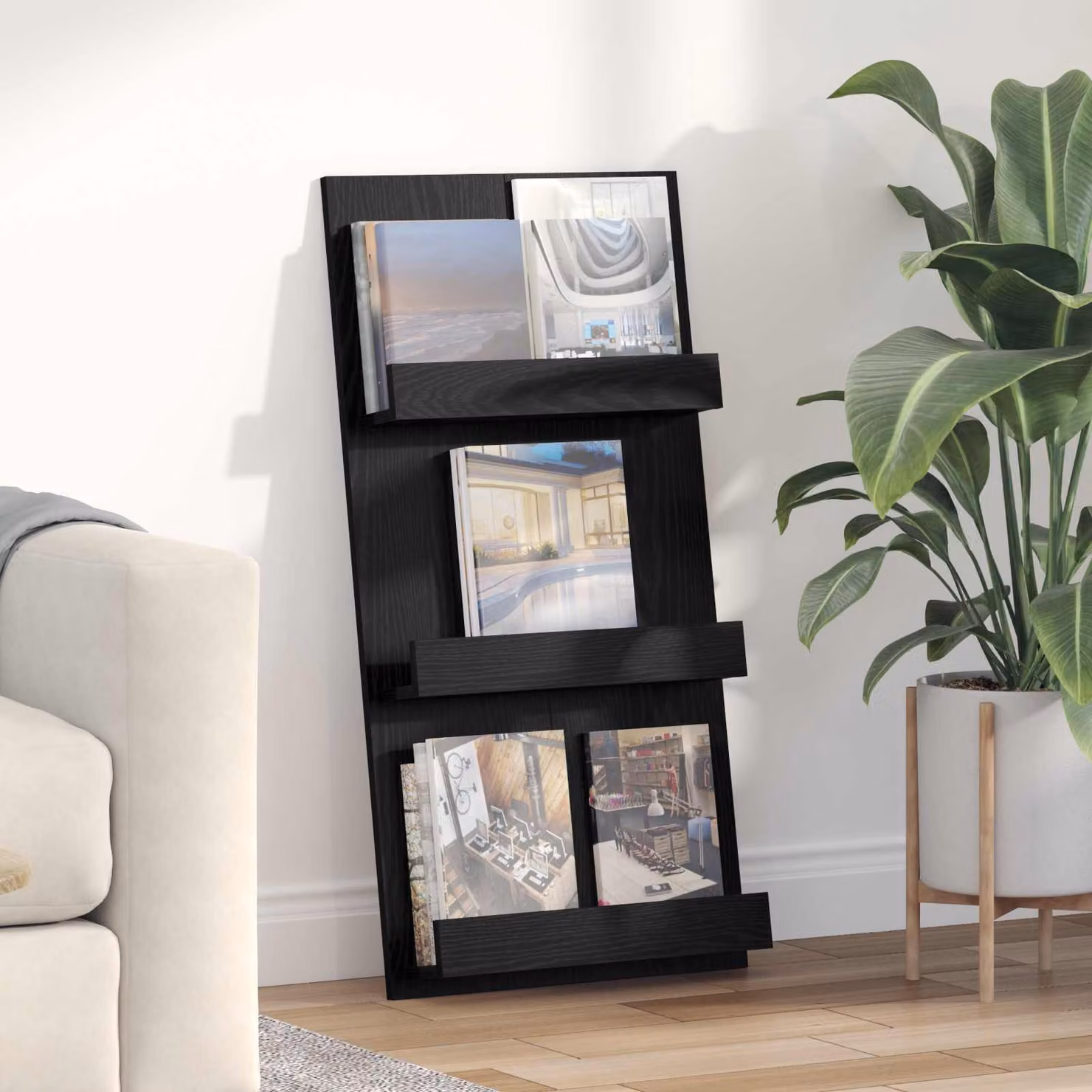 Scaffale per riviste vidaXL moderno in MDF colore nero L 51 cm x P 11 cm x H 102 cm