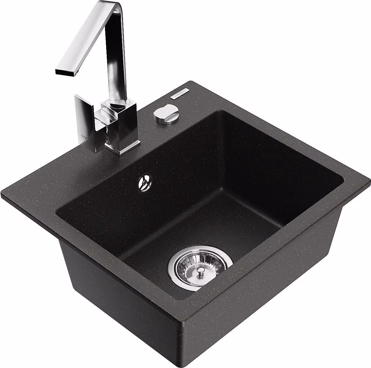 Mexen Milo lavello in granito a 1 vasca con miscelatore cucina Rita, nero/oro metallizzato - 6505-75-670300-00