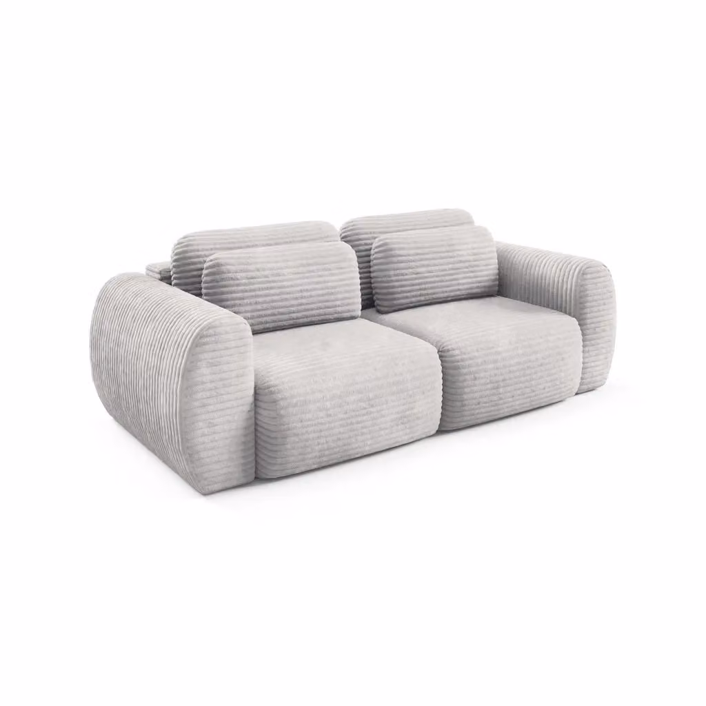 Divano Letto Golgi Bianco con Contenitore e Rivestimento in Tessuto per 2 Persone L: 266 cm, P: 121 cm – 2