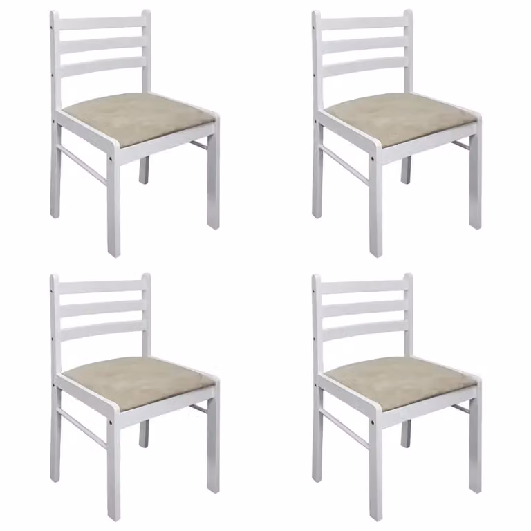 Set di 4 sedie da pranzo vidaXL in velluto bianco e legno di Hevea massello