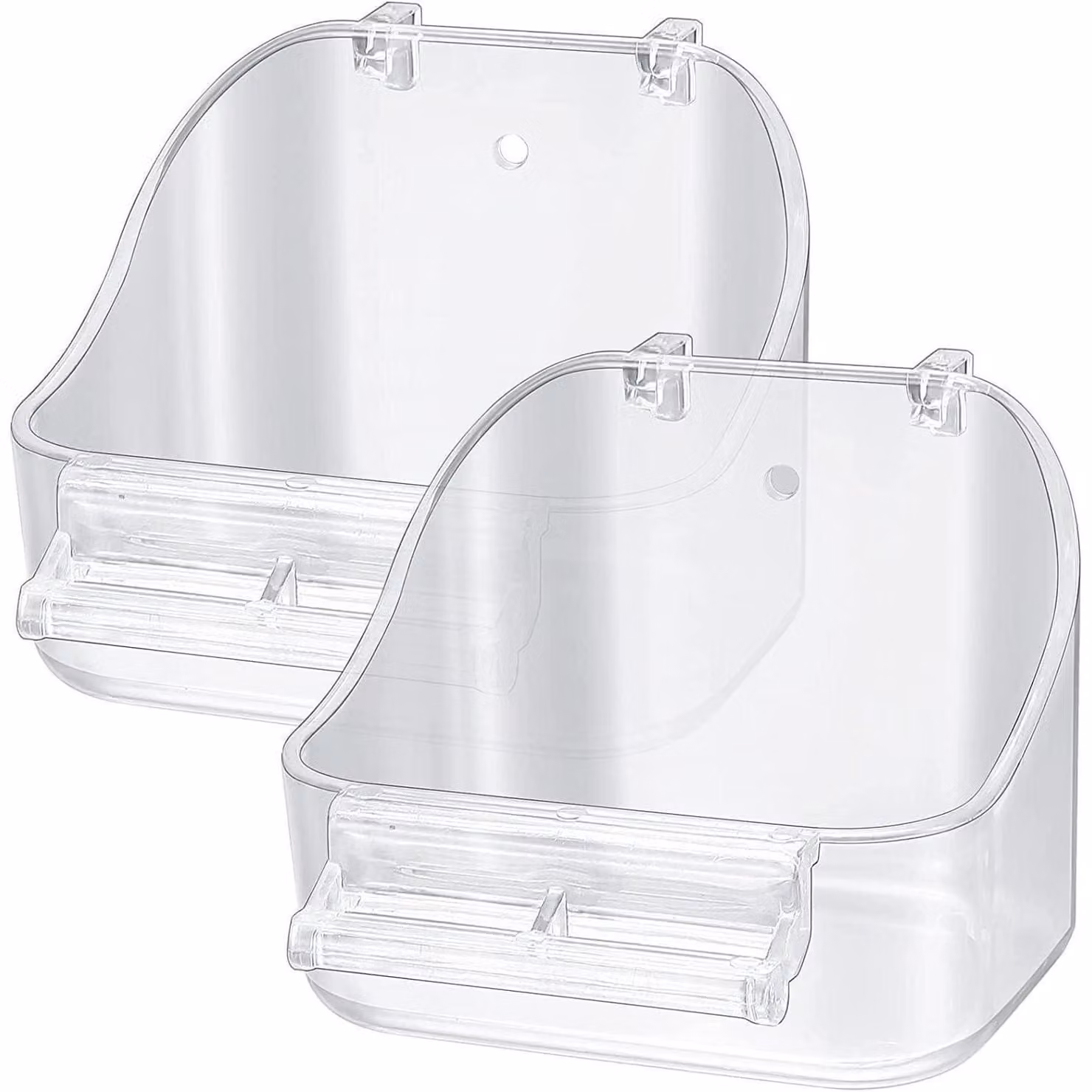 2 vaschette sospese per uccelli, in PP, dimensioni 13x12x10 cm, adatte per piccoli uccelli
