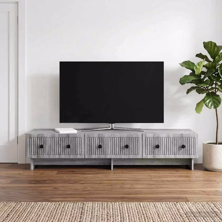 Mobile TV vidaXL in stile vintage, Grigio, L: 147 cm, P: 34,5 cm, H: 30 cm