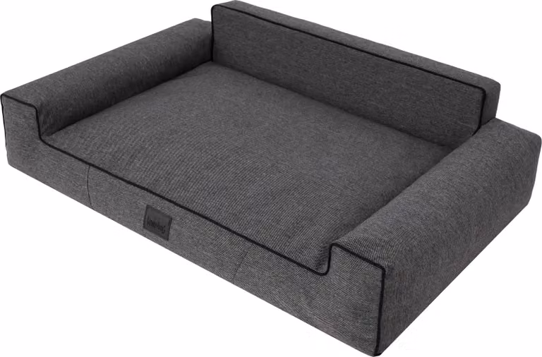 Letto per cani GLAMOUR divano letto posto letto eco lino tessuto cuscino cesto nero XL 98x66 cm