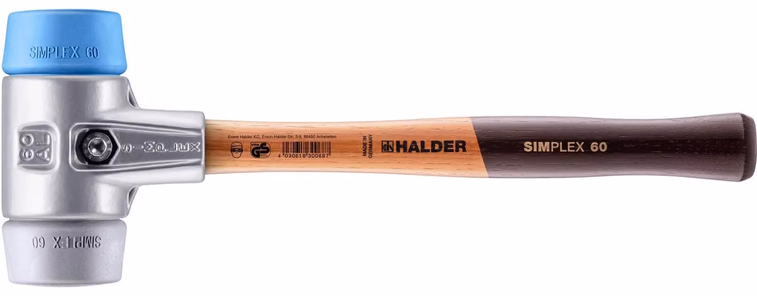 Schönhammer Simplex in alluminio, 60 mm, TPE morbido/medio, Halder | 4030618302711