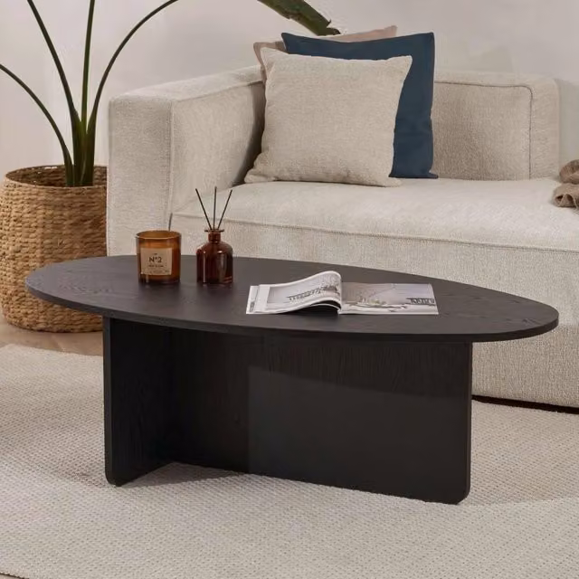 DMORA Tavolino da Salotto Parona Ovale Nero L: 126 cm, P: 65 cm, H: 40 cm – 1