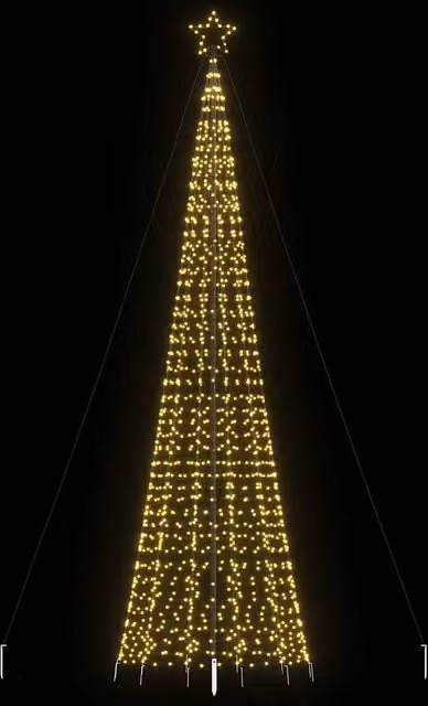 Albero di Natale a LED vidaXL Verde con 1534 LED Bianco Caldo e decorazione a stella, Lunghezza: 500 cm