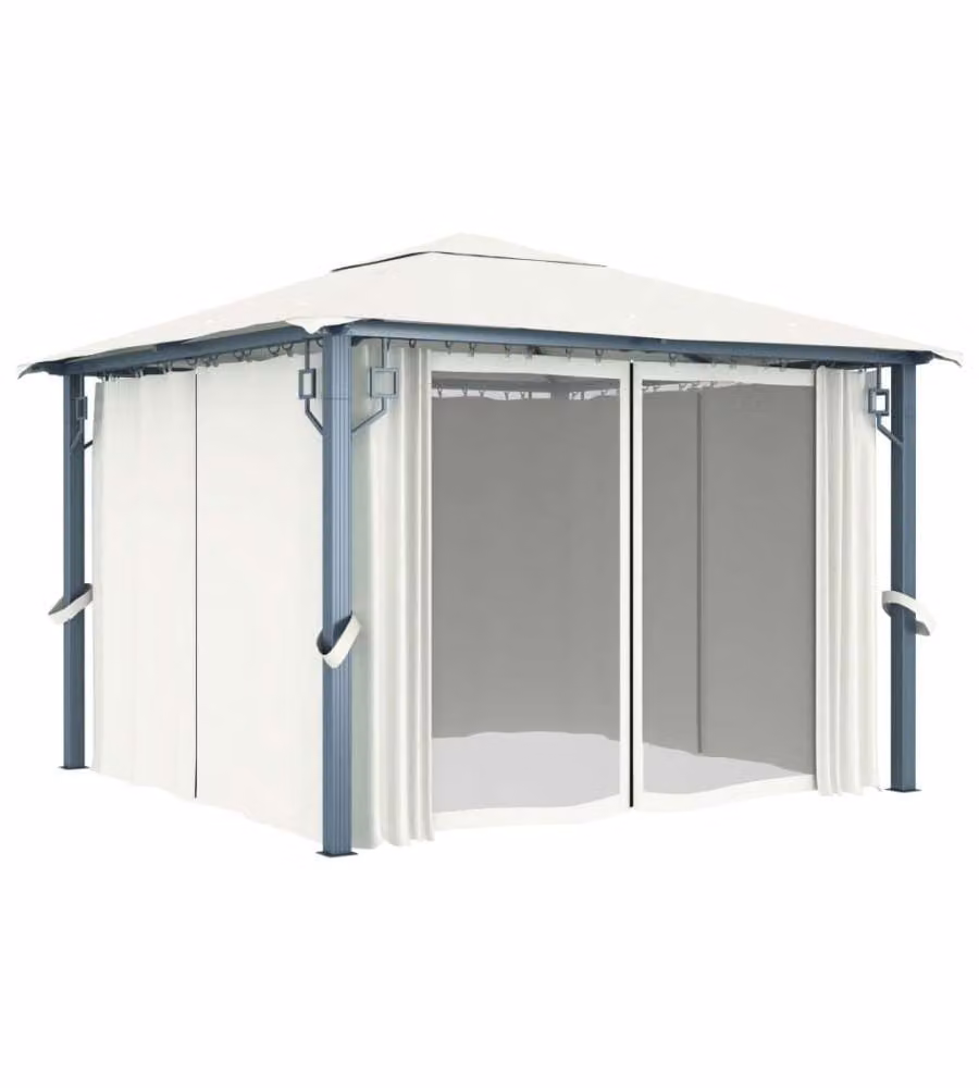 Gazebo con Tenda 300x300 cm Crema Alluminio