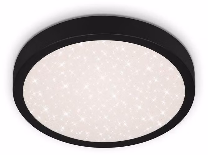 BRILONER - Plafoniera a LED con decorazione a stella, plafoniera a LED piatta, temperatura di colore bianco neutro, Ø280 mm, nero