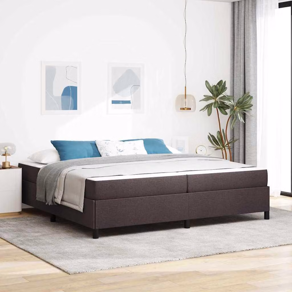 Maison Exclusive - Letto boxspring marrone scuro 200 x 200 cm tessuto