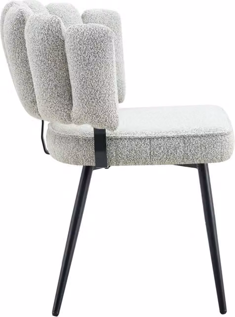 Sedia da sala da pranzo Chicfurn in velluto grigio con gambe in metallo nero, design moderno L 70 cm x P 62 cm x H 49 cm