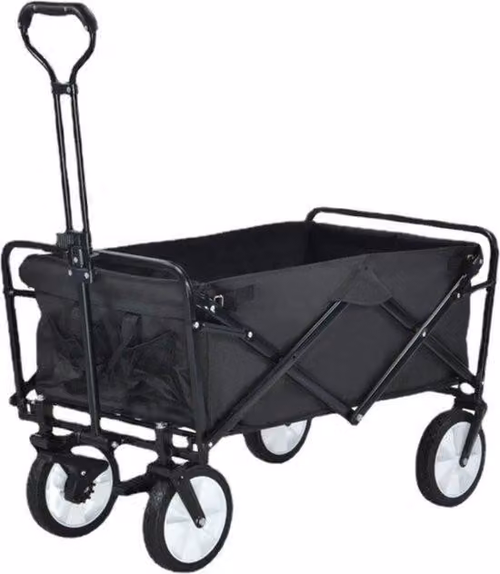 Carrello pieghevole con ruote piene, nero, per bambini