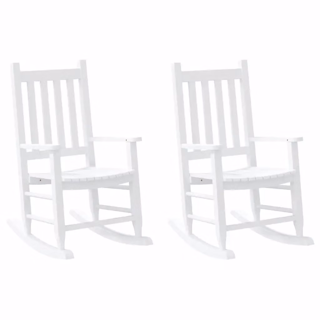 Set di 2 sedie a dondolo per bambini vidaXL in legno di pioppo laccato bianco – 2