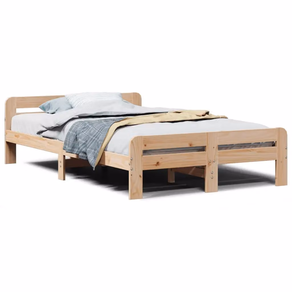 Letto senza materasso vidaXL in legno massello di pino rustico marrone L/P/H: 193.5 x 120 x 53 cm – 2