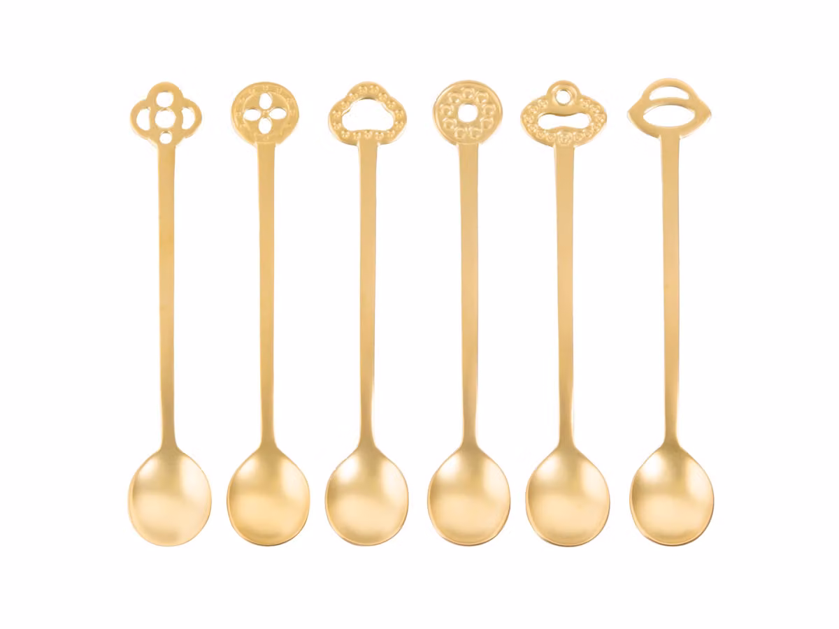 Party Item Oriental Set di 6 Cucchiaini - Antique PVD Gold