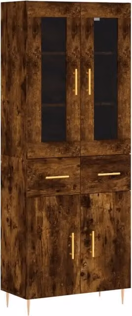 Credenza | Madia | Buffet da pranzo | Armadio da pranzo Rovere Fumo 69,5x34x180 cm in Legno Multistrato