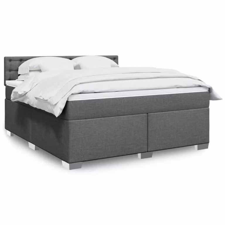 vidaXL Letto Ibrido con Materasso in Tessuto Grigio e Bianco L/P: 180 x 200 cm