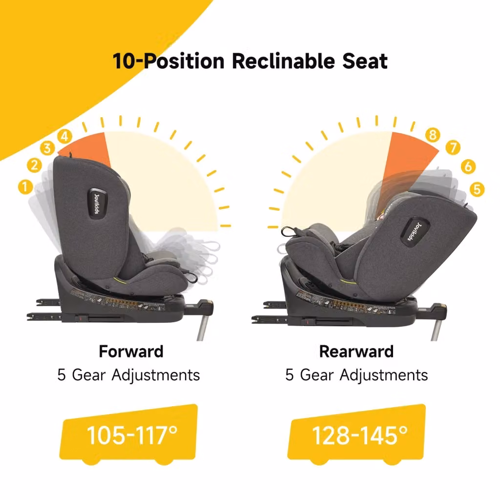 Seggiolino auto Mivray i-Size 40-150 cm con ISOFIX, rotazione a 360°, gamba di supporto e cappottina, nero e grigio – 2