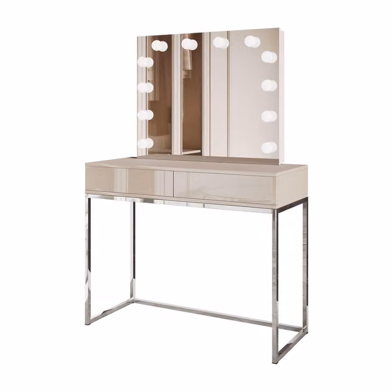 BLANCO KASZMIR ELITE, tavolino da toilette con specchio e illuminazione, cromo argento