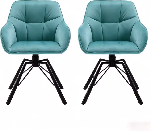 Set di 2 sedie da pranzo girevoli 57x54，5x82，5 cm velluto turchese