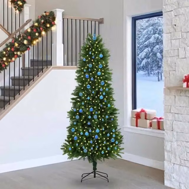 Albero di Natale vidaXL Verde con 300 LED Luce Bianca Calda e Supporto, Altezza: 240 cm
