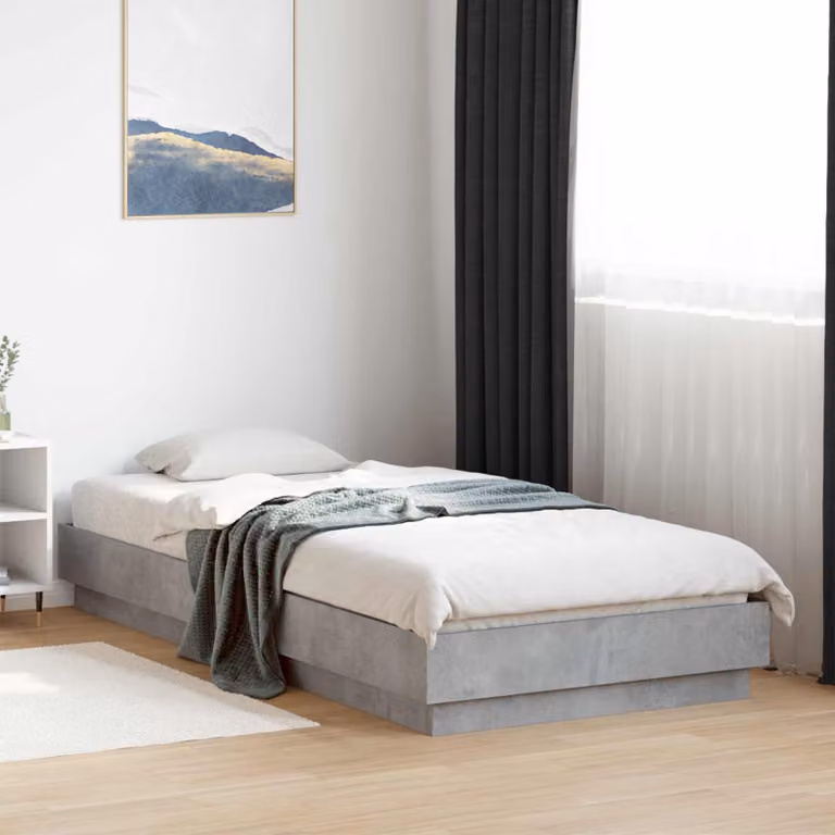 Letto moderno vidaXL con illuminazione LED e porta USB in legno ingegnerizzato, Grigio, L 80 x P 200 cm