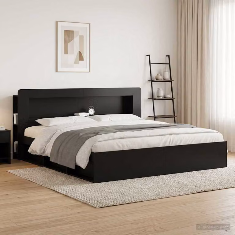 Testata del letto con ripiani integrati vidaXL in legno ingegnerizzato Nero