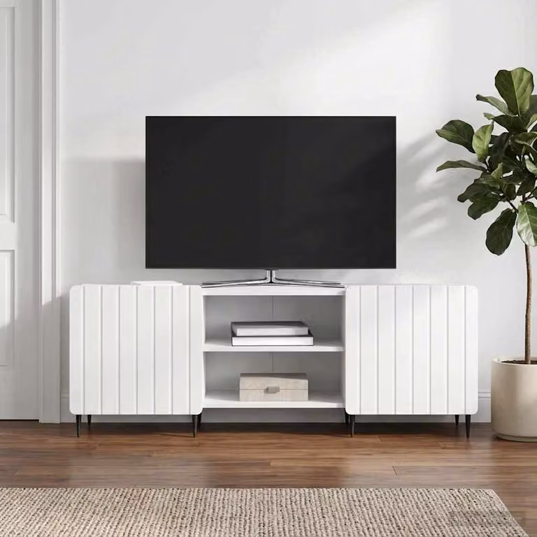 Mobile TV vidaXL Bianco Moderno in Legno e Metallo L: 150 cm, P: 31 cm, H: 52 cm