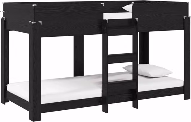 Letto a Castello per Bambini | Letto Infantile | Lettino Rovere Nero 80 x 200 cm
