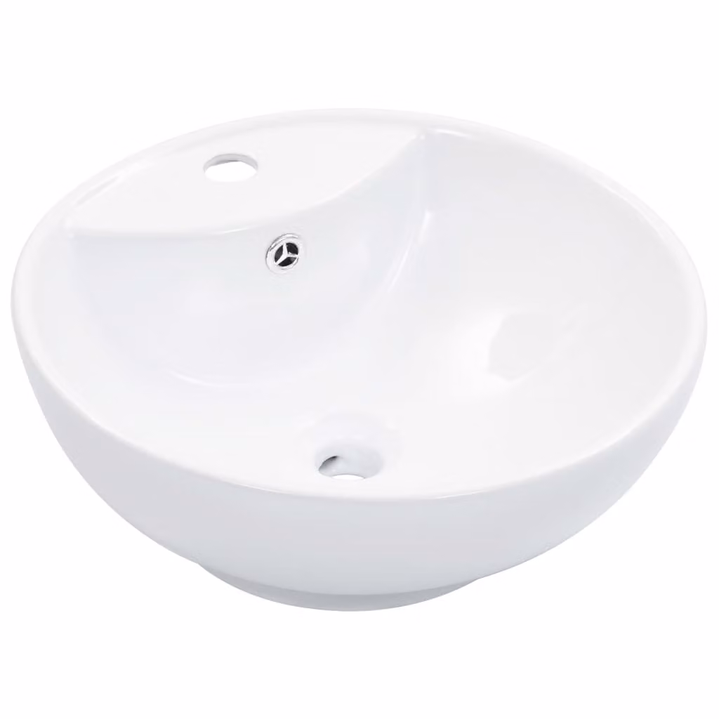 The Living Store Lavabo con troppopieno 46,5 x 18 cm in Vetroceramica bianca