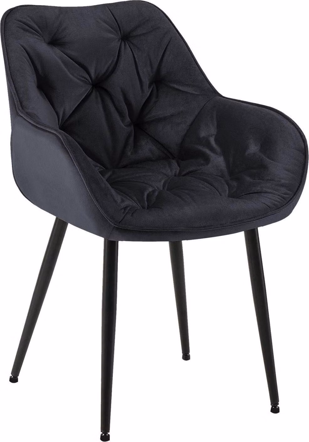 Sedia da pranzo in velluto - Stile poltrona - Elevato comfort e facile manutenzione | Colore: Nero