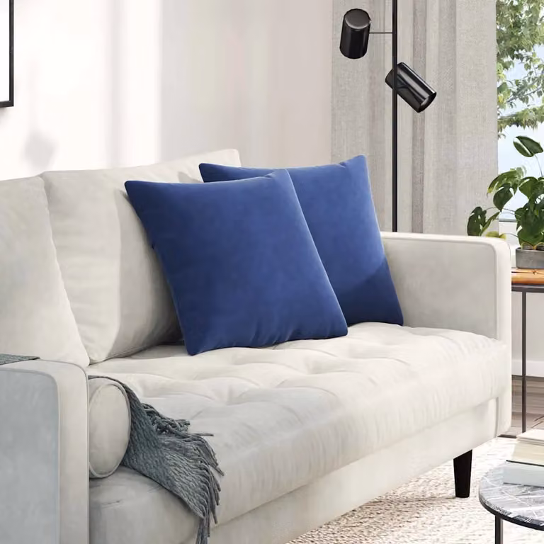 Set di 2 cuscini da divano quadrati vidaXL in tessuto a coste blu, L 45 cm x P 45 cm x H 45 cm