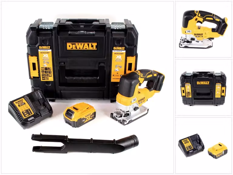 DeWalt DCS 334 P1 Seghetto alternativo a batteria 18V in valigetta T-STAK + 1x Batteria 5,0Ah + Caricabatterie